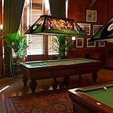 Wellmet Tiffany Pool Table Light, Dogs Playing Billiards Lights for 7' 8' 9' Pool Table, 3 Lights Billiard Fixture Hanging Pendant Lamp for Snooker Table, Cabin, Game Room, Men's Cave, Dining Room