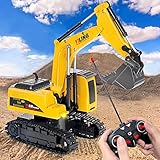 Remote Control Excavator & Dump Truck Toy for Kids(Set of 2) with Lights and Sounds,Construction Vehicles RC Trucks Toys for Boys Kids 3 4 5 6 7 8 9 10 Year…