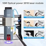 LASER TREE Laser Module, 10W(10000mW) Optical Power Output Laser Engraving Module with Air Assist, Built-in FAC, Double Ultra-Fine Compressed Spot Laser Head for 3018/3018 Pro CNC Machine Class 4, 12V