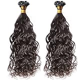 Flat Tip In Hair Extensions Natural Wave Brazilian Remy Fusion Keratin Hair 100 Strands Per Pack 1g/Strand For Women (18inch 100 Strand, Natural Color)