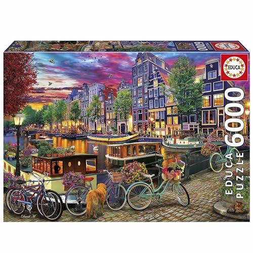 Educa - 6000 Piece Puzzle for Adults | Cycling in Amsterdam. Includes Missing Piece Service. Measurements: 156 x 107 cm. from 14 Years Old (20330)