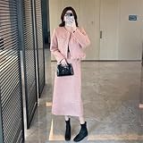 Women's Korean Style Fashion Set Winter Coat Skirt Elegant 2342 1231 L