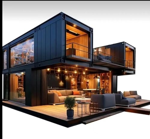 SEQ Double Story Prefab Luxury Weather Resistant, Rust Proof Double Story Beach Home to Live in_Container Movable House with 1 Bathroom, Bedroom & 1 Kitchen.Modular Guest House – 40 FT by 40 ft