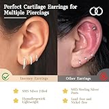 Inerney 925 Sterling Silver Hoop Earrings Set for Women, Dainty Small Huggie Earring for Multiple Piercing Hypoallergenic Jewelry, Trendy Double Cubic Zircon Cartilage Earings for Women's Gifts 3Pairs