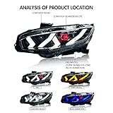 T T-ABC New Lambo Style Headlamp Compatible with Honda Civic Headlight 2016-2021 Sedan Hatchback Si Type R Touring Sport EX EX-L LX FK7 FK8 10th Gen Accessories Sequential Custom Replacement (HH)