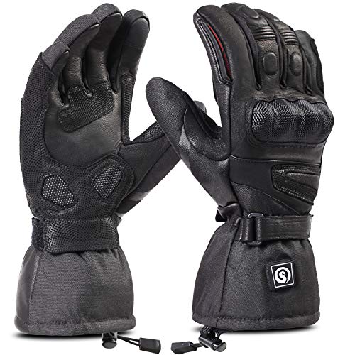 Heated Motorcycle Gloves Waterproof 7.4V 2200MAH Electric Rechargeable Battery Gloves for Winter Biking Skiing Cycling Hunting Fishing Ski Snow Men Women (S)