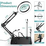 MagnieOpti Helping Hands Soldering Station, 10X Magnifying Glass with Light and stand with 4 Magnetic Third Hand Soldering Tool, PCB Holder Magnifier Desk Lamp for Soldering Repairing Jewelry Crafts