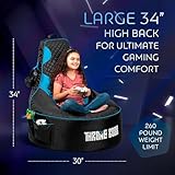 Throne Boss Gaming Bean Bag Chair for Kids [Cover ONLY No Filling] - High Back Beanbag for Boys, Girls, and Gamers with Cup Holder (Black/Blue)