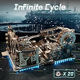 ROBOTIME 3D Puzzle - Combination Set Marble Tracks - Motorized Marble Spaceport LGC01+Marble Night City LGA01+Link Pack LG01 - Engineering Gift Choice