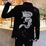 Large Dragon Embroidered Applique Iron On Sew On Patch 13.4''Suitable for DIY Jeans, Jackets, Clothing, Bags（Bailong）