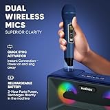 MASINGO Karaoke Machine for Adults and Kids with 2 Wireless Microphones, Portable Bluetooth Singing Speaker, Colorful LED Lights, PA System, Lyrics Display Holder, and TV Cable. Presto G2