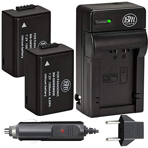 BM Premium 2 Pack of DMW-BMB9 Batteries and Battery Charger for Panasonic Lumix DC-FZ80, DC-FZ80D, DMC-FZ40K, DMC-FZ45K, DMC-FZ47K, DMC-FZ48K, DMC-FZ60, DMC-FZ70, DMC-FZ100, DMC-FZ150 Cameras