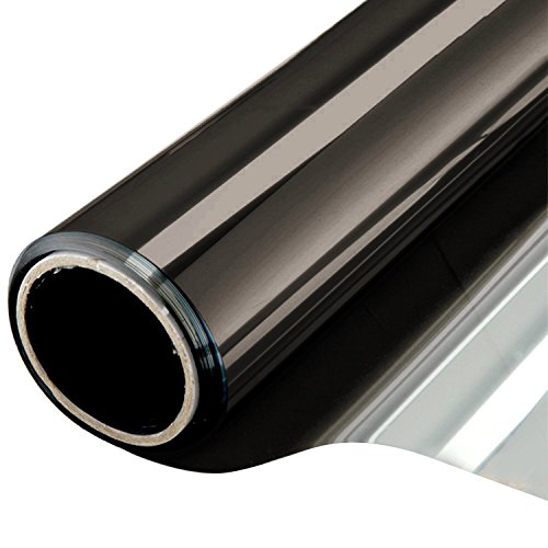 WPCTEV One Way Mirror Window Film Daytime Privacy Heat Control Film Solar Film Non-Adhesive Window Tint for Home and Office Black Silver 6 Mil 35.4 Inch x 13.1 Feet