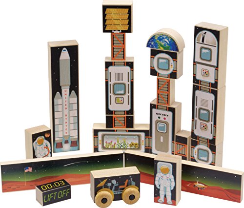 Space Mission One Block Set (Gold Gift Box) - 20 pc Set - Made in USA