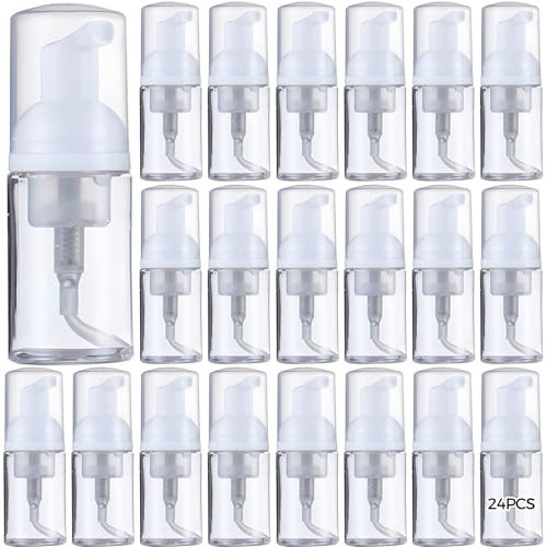 24 Pack 30ml Travel Size Hand Sanitizer Bottles, Clear Plastic Pump Dispensers, Leak-Proof Design, Ideal for Travel, Mini Empty Containers for Liquid Dispensers