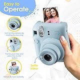 Fujifilm Instax Mini 12 Camera with Fujifilm Instant Mini Film (60 Sheets) Bundle with Deals Number One Accessories Including Carrying Case, Photo Album, Stickers (Clay White)