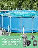 SHAPON Above Ground Swimming Pool 2 Hose Adapters with 2 Plunger Valves and 2 Swimming Pool Pipe Holders Set- Replacement Parts Compatible with Intex Pools