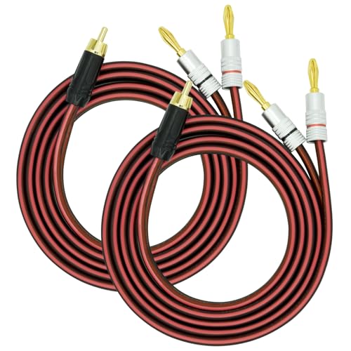 Yuchenfeng 2Pack RCA to Banana Plug Speaker Cable 14AWG 4N OFC Gold-Plated - Double Shielded Audio Cable for Amplifier, Subwoofer, Home Theater 10FT