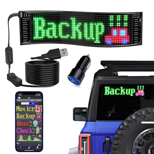 KJOY USB 5V LED Sign, Bluetooth, App Control, Flexible, Programmable Custom Text Pattern Animation Scrolling Display for Car, Store, Party, Bar, Hotel, Concert, 14.6''x3.6''