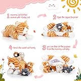 Skylety 5 Pieces Cat Stuffed Animal with Babies Inside Belly Pregnant Cat Plush Mommy Kitty with 4 Cute Fluffy Stuffed Kittens Christmas Birthday Surprise Gifts(Orange)