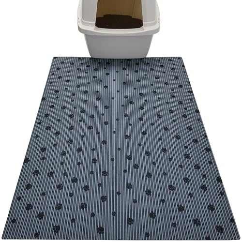 Drymate XL Original Cat Litter Mat, Contains Mess from Box, Protects Floors, Urine-Proof, Machine Washable, Soft on Kitty Paws, Absorbent, Waterproof (USA Made, Recycled Content) (28”x36”)(GreyStripe)