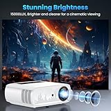 GROVIEW Projector, 15000lux 490ANSI Native 1080P WiFi Bluetooth Projector, 300'' Video Projector, Supports 4K & Zoom, 5G Sync, Compatible with HDMI USB/ AV/ Smartphone/ Pad/ Laptop/ DVD/ TV Stick/ PS5