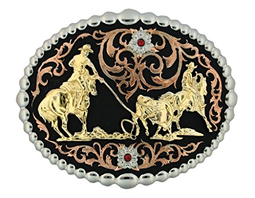 Montana Silversmith Tri Color Team Roper Attitude Belt Buckle - 60969