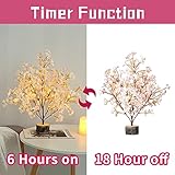 CENMORISE 19Inch Cherry Blossom Tree Light, Lighted Artificial Tree with Pink Silk Flowers, 49 Fairy LEDs, Battery Operated Lamp with Timer for Summer Wedding Decorations