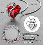 Leafael Gift Necklaces for Women, Infinity Love Heart Pendant with Siam Ruby Red Birthstone Crystal for January and July, Silver Plated 18' + 2" Chain, Birthday Jewelry for Wife