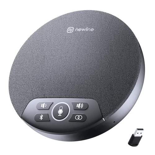 N newline Conference Speaker and Microphone, 4 AI Mics 360° Voice Pickup, Plug & Play, Bluetooth Speakerphone w/dongle, Wireless Daisy Chaining, Noise Reduction, for Meeting, Home Office, NewPie 91