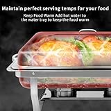 Jacgood 8 Qt 4 Pack Full Size Stainless Steel Chafing Dishes Buffet Set, Silver Rectangular Catering Chafer Warmer Set with Trays Pan Lid Folding Frame Stand for Kitchen Party Banquet Dining