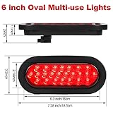 Sumind 8 PCS 6" Oval LED Trailer Tail Lights, 24 LED Trailer Marker Lights 12v Brake Stop Ip67 Waterproof Sealed Flush Mount for Truck RV Boat(Red)