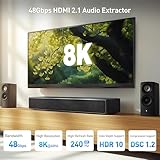 Cable Matters HDMI 2.1 Audio Extractor with eARC, 8K@60Hz, 4K@240Hz, Dolby Atmos, DTS, HDR Support, HDMI to Optical Audio Adapter for TV, Amplifier, Speakers, Works with Sonos, Samsung Soundbars