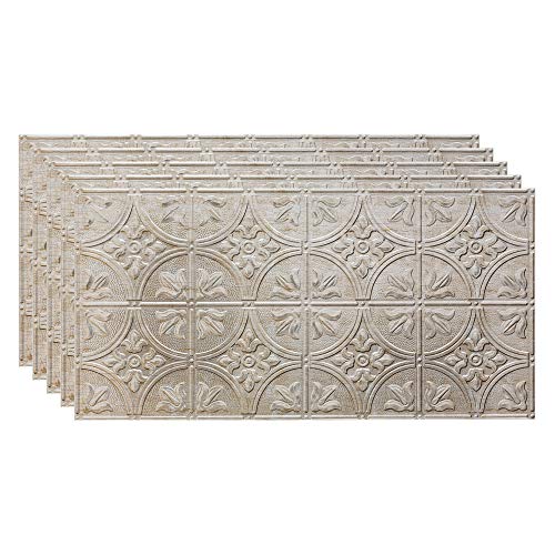 FASÄDE Traditional Style/Pattern 2 Decorative Vinyl 2ft x 4ft Glue Up Ceiling Panel in Vintage Metal (5 Pack)