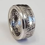 Mnyixsi Fashion 925 Sterling Silver America Band Ring for Men, Vintage Style Patriotic United States National Emblem Coin Engraved Signet Ring, Viking Rock Band Punk Hip Hop Jewelry Gift Size 11