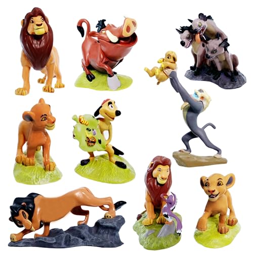 CNIUETYR The Lion King Animal Figurine Commemorative Set, Spotted Hyena&Warthog Toys, Christmas Party Cake Animal Decoration PVC Model(4.0 inch/9 Piece)