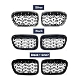 One Pair Front Grill Diamond Kidney Grilles Compatible For BMW X3 F25 2010 2011 2012 2013 Chrome Meteor Style Car Replacement Part(Black)