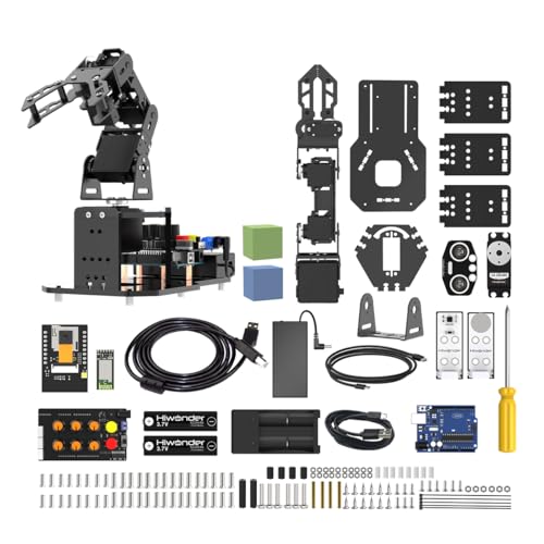 Robotic Arm with Arduino UNO, 5DOF/Axis AI Smart Robot Arm Open Source STEM Educational Building Robotics & Engineering Kits, Science/Coding/Programming Set, miniArm Standard Kit