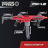 DART ZONE Pro-Series MK-1.2 Foam Dart Blaster - 200 FPS Foam Blaster for Adults & Teens - Soft Bullet Blaster for Ages 14+ with 30 Half Length Darts, 90° Shoulder Stock, Mags & Eyewear - 125 ft Range