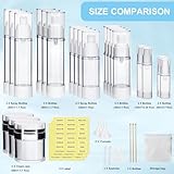 KOUWICH 34 Pack Airless Pump Jars Set, 1.7/1/0.7/0.34oz Refillable Travel Size Containers, Leak-Proof Toiletry Bottles for Skincare and Creams, Lotion, Eye Cream, Liquid, Foundation, Shampoo