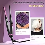 ORYNNE Small Flat Irons for Short Hair, 5s Ultra Fast Heat Up Pencil Flat Iron, Negative Ions Mini Flat Iron for Edges, 3/10'' Travel Mini Hair Straightener with Digital Temp Control, Easy to Use