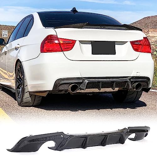 MCARCAR KIT Carbon Fiber Rear Diffuser for BMW 3 Series E90 325i 335i M Sport 2005-2012 Lower Rear Bumper Lip Spoiler Body Kit Factory Outlet (Carbon Fiber)