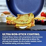 Granitestone 14 Inch Frying Pan with Lid, Large Non Stick Skillet for Cooking, Frying Pans Nonstick, Ultra Durable Mineral and Diamond Coating, Family Sized Open Skillet, Oven/Dishwasher Safe, Blue