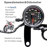 iztor Black gauges Combo for Motorcycle 13000 RPM Tachometer Speedometer Odometer with Backlit LED Indicators with Mounting Brackets for Yamaha SR XV RX Coffee Racer Suzuki Honda Kawasaki