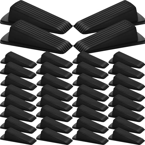 Beieverluck 36 Pack Door Stoppers for Bottom of Door Rubber Door Stop Wedge Sturdy Stackable Door Stops for Floor Wall Carpet Heavy Duty Door, Black