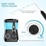 TUREWELL Water Flossing Oral Irrigator, 600ML Dental Teeth Cleaner 10 Adjustable Pressure, Electric Oral Flosser for Braces, 8 Replacement Jet Tips for Family (Black)