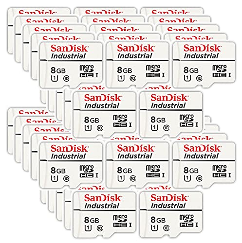 SanDisk Industrial 8GB Micro SD Memory Card Class 10 UHS-I MicroSD (Bulk Pack) in Cases (SDSDQAF3-008G-I) Bundle with (1) Everything But Stromboli Card Reader (8GB, Pack of 50)