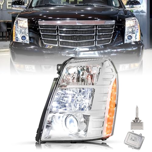 SOCKIR HID/Xenon [With Bulb and Ballast] Headlight Assembly Compatible with 2007-2014 Cadillac Escalade Projector Headlamp OE Style Left Driver Side