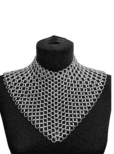 Chainmail Necklace, Aluminium Chainmail Collar Necklace 10 mm 16 Gauge Buted Designer Necklace for cosplay, fantasy Costume