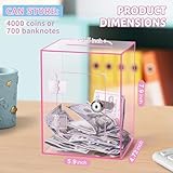 Clear Piggy Bank for Adults Kids, Large Acrylic Piggy Bank Money Saving Box for Cash Saving with Key, Openable Clear Acrylic Savings Jar for Real Money (Pink)